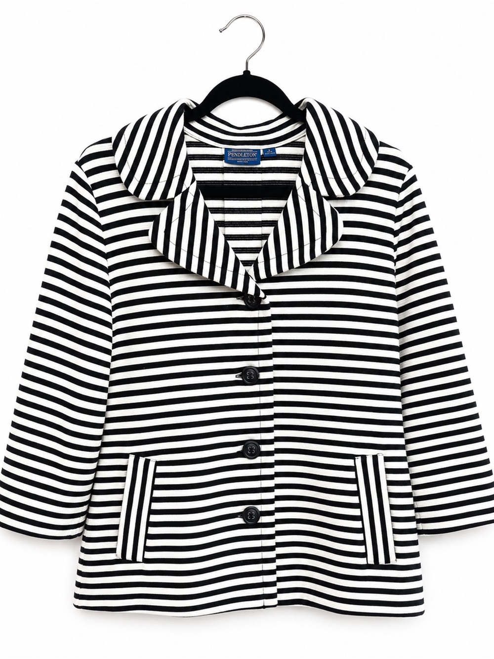 Pendleton Black and White Striped Blazer